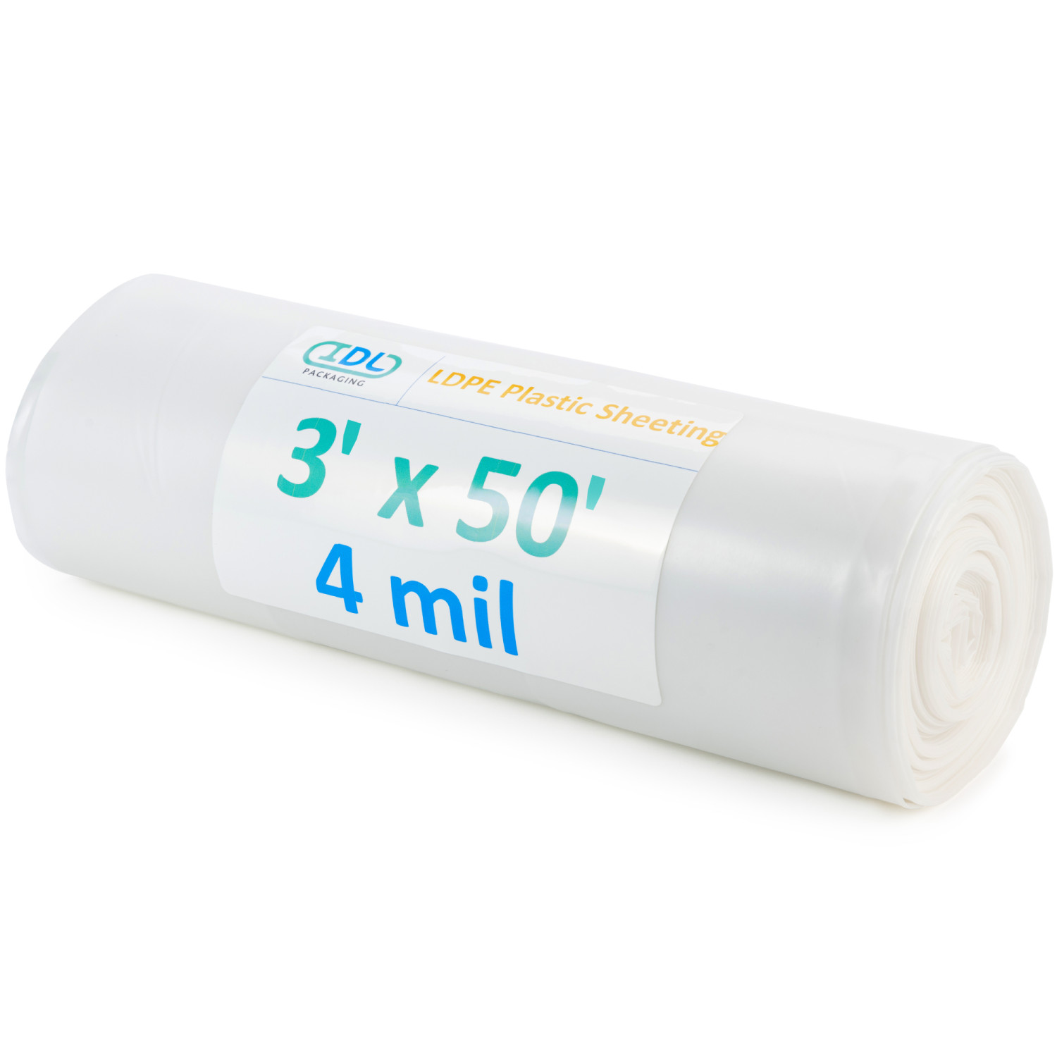 3' x 50' Clear 4 mil Plastic Sheeting for Painting, LDPE Film Roll, 150 sq. ft. Area